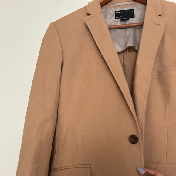 ASOS DESIGN super skinny suit jacket in tan linen mix - Picture 2 of 8